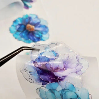 Pet Tape Pre - cut - MIC - Teal & Purple Flowers 3D Foiled 70 mm - 2 - MIC & MIM Premium Paper Shop - Tidformera