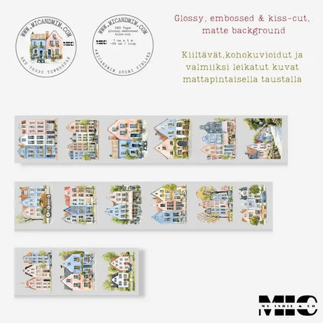 Pet Tape Pre - cut - MIC - Townhouse 3D Glossy 70 mm - 8 - MIC & MIM Premium Paper Shop - Tidformera