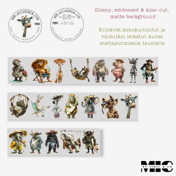 Pet Tape Pre - cut - MIC - Tropicool Crew 3D Glossy 70 mm - 8 - MIC & MIM Premium Paper Shop - Tidformera