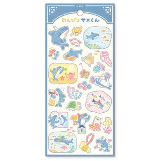 Picture Book Sticker - Relaxed shark från Mind Wave. Ark med klistermärken  med hajjar - Tidformera