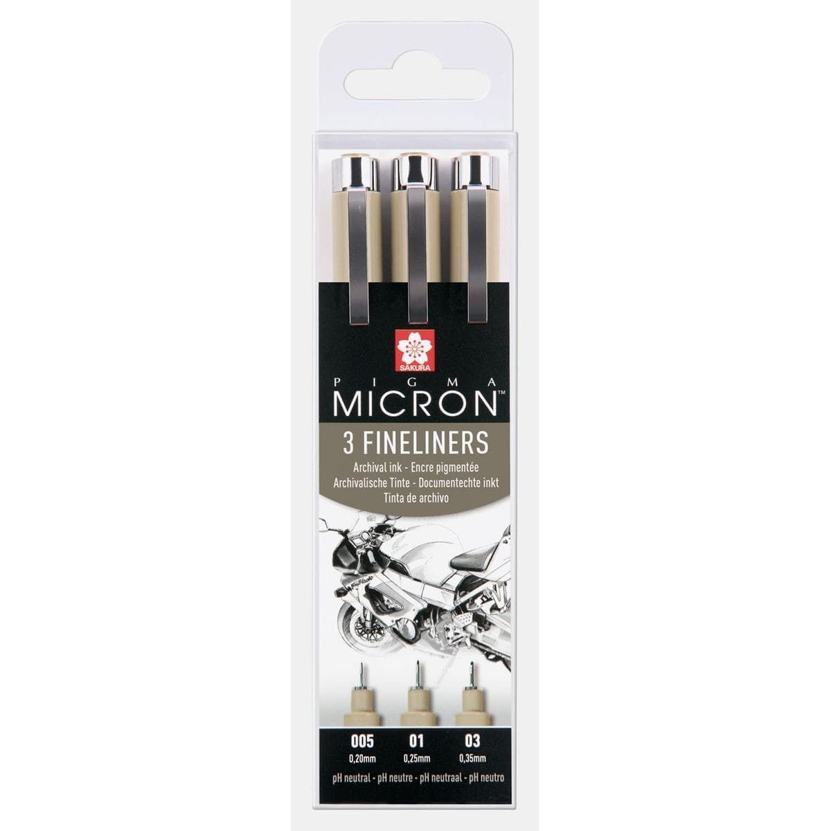 Pigma micron Fineliner Förpackningar Svarta - 005, 01, 03 - Sakura - Tidformera