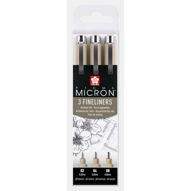 Pigma micron Fineliner Förpackningar Svarta - 02, 04, 08 - Sakura - Tidformera