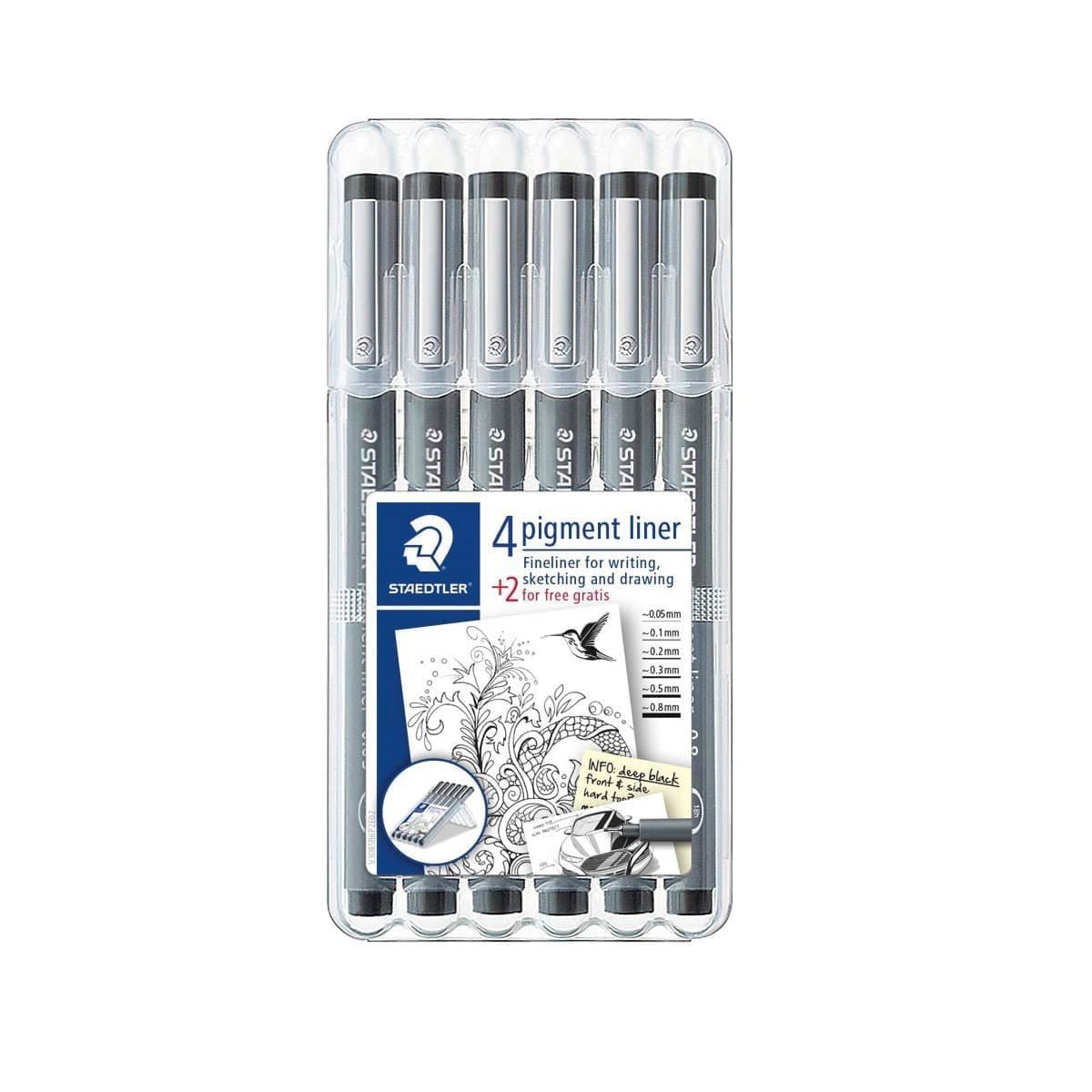 Pigment liner Fineliner 6-pack - Staedtler - Tidformera