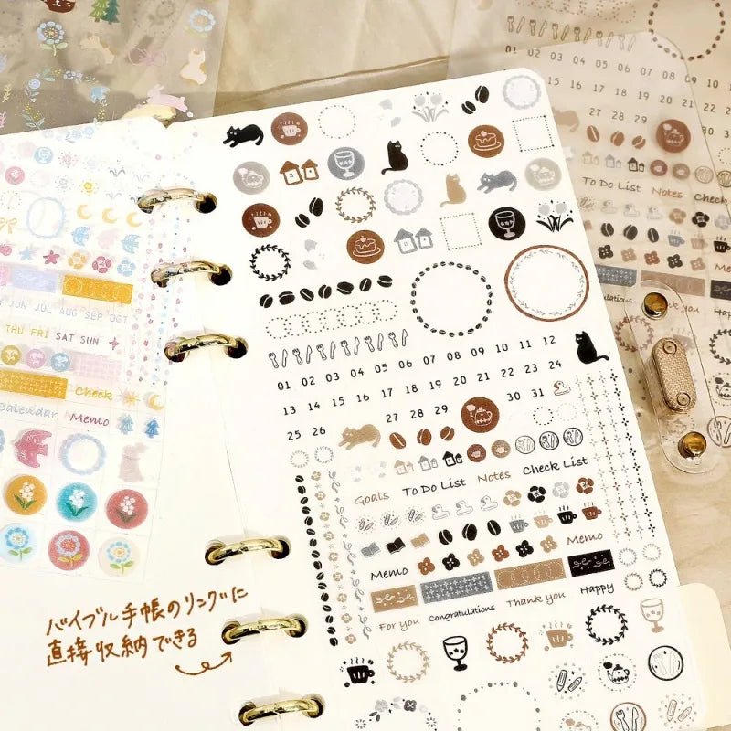 Planner Stickers Sheet 2 - pack - Flower and Coffee Day - 5 - BGM - Tidformera