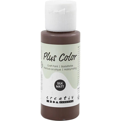 Plus Color Hobbyfärg - Akrylfärg 60 ml Matt - Chocolate från Creative Company. En flaska full med brun färg.  - Tidformera