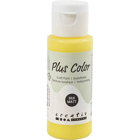 Plus Color Hobbyfärg - Akrylfärg 60 ml Matt - Primärgul från Creative Company. En flaska full med gul färg. - Tidformera