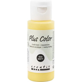 Plus Color Hobbyfärg - Akrylfärg 60 ml Matt - Primrose Yellow från Creative Company.  En flaska med gul färg. - Tidformera