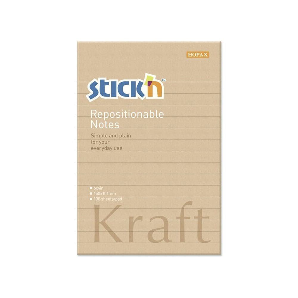 Post-it notes Kraft - 150 x 101 mm Linjerad - Stick'n - Tidformera