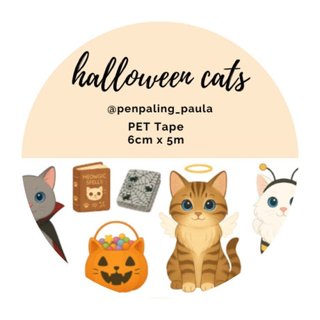 Pre cut Pet Tape - Penpaling Paula 60 mm - Halloween Cats - 1 - Penpaling Paula - Tidformera