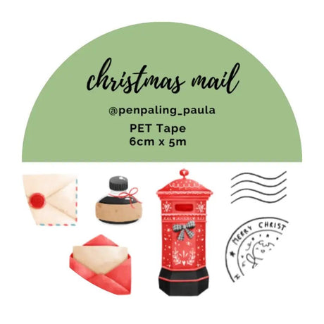 Pre cut Pet Tape - Penpaling Paula - Christmas Mail 60 mm - 1 - Penpaling Paula - Tidformera