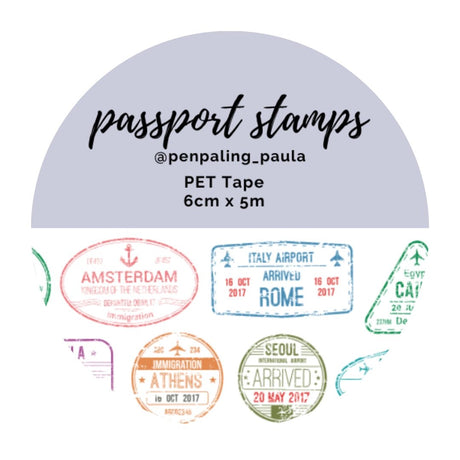 Pre cut Pet Tape - Penpaling Paula - Passport Stamps 60 mm - 1 - Penpaling Paula - Tidformera