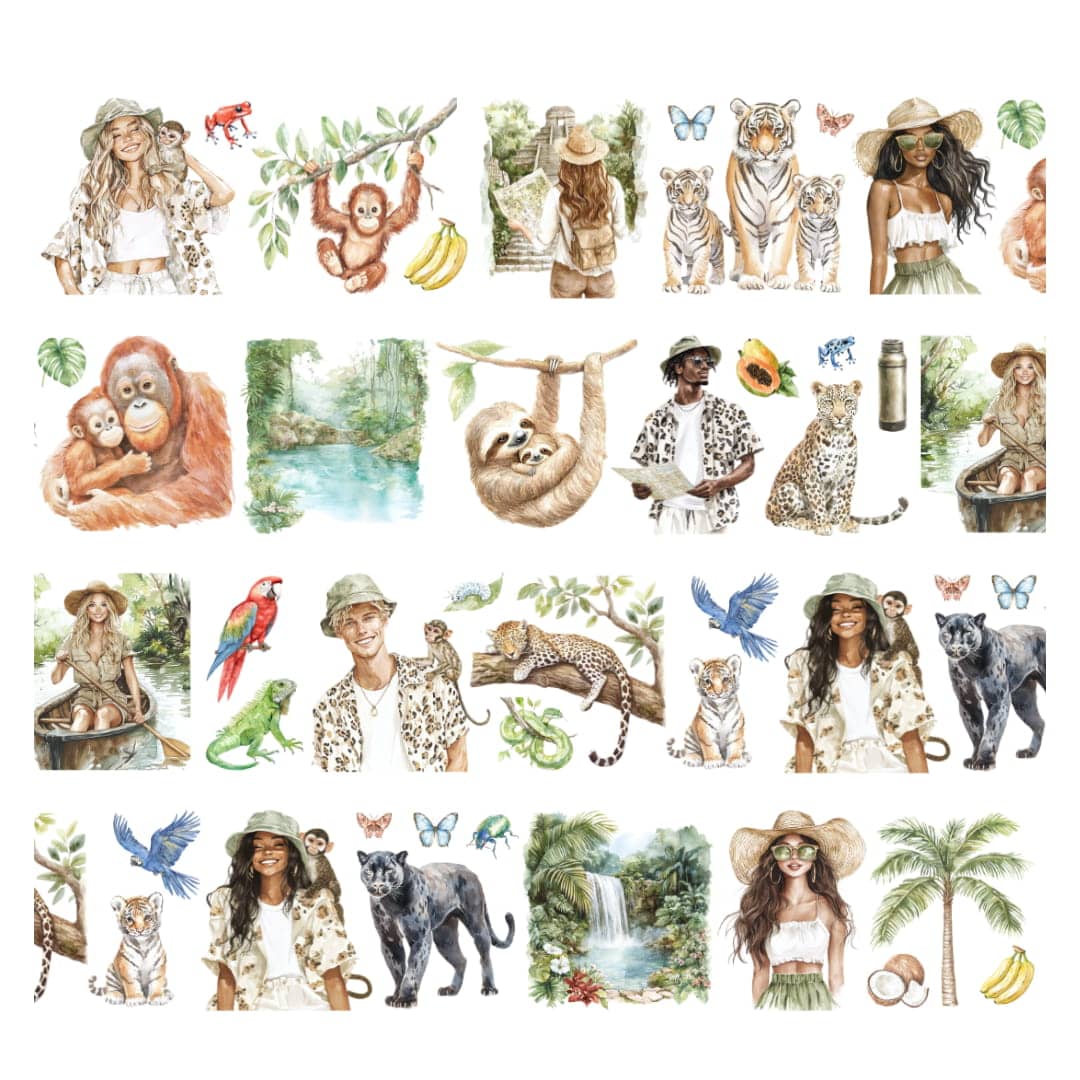 Pre cut Pet Tape - Penpaling Paula - Tropical Jungle 60 mm - 2 - Penpaling Paula - Tidformera