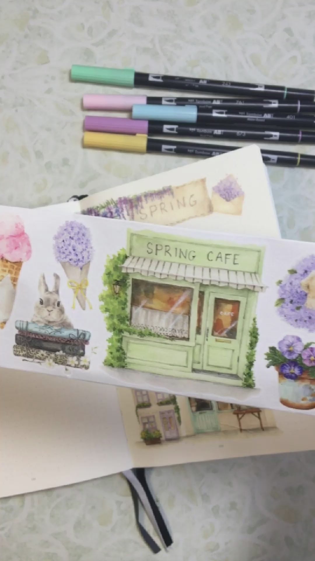 Sticker Pet Tape - Pre-cut - Spring Café - 70 mm