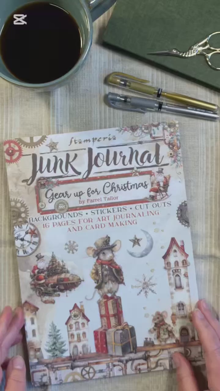 Video där vi visar detaljer i Gear up for Christmas Junk Journal från Stamperia
