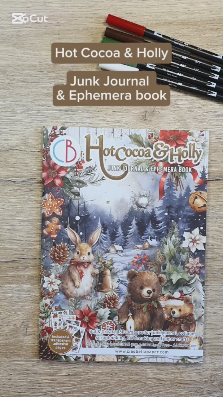 Video - Bläddrar i Hot Cocoa and Holly Junk journal and Ephemera book från Ciao Bella
