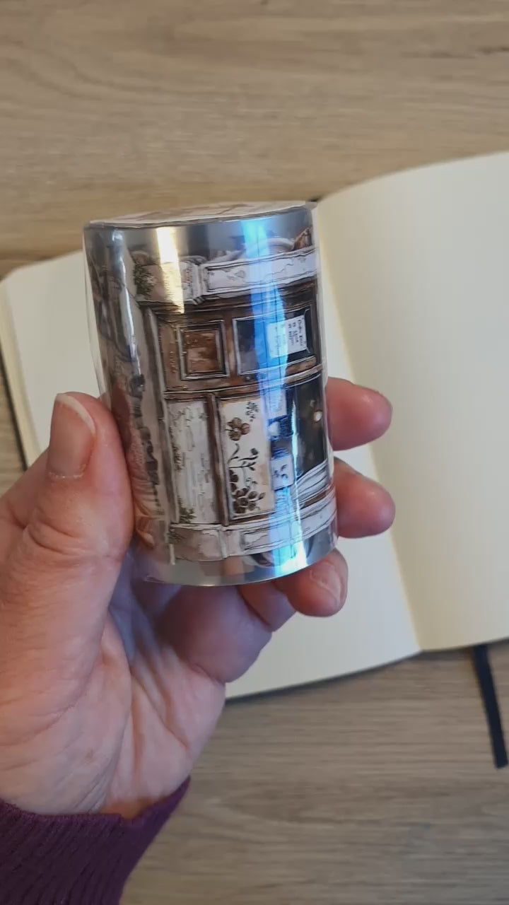 Video som visar motiv på Cozy Coffee Days PET tape från Lana's Scrap shop. Tidformera