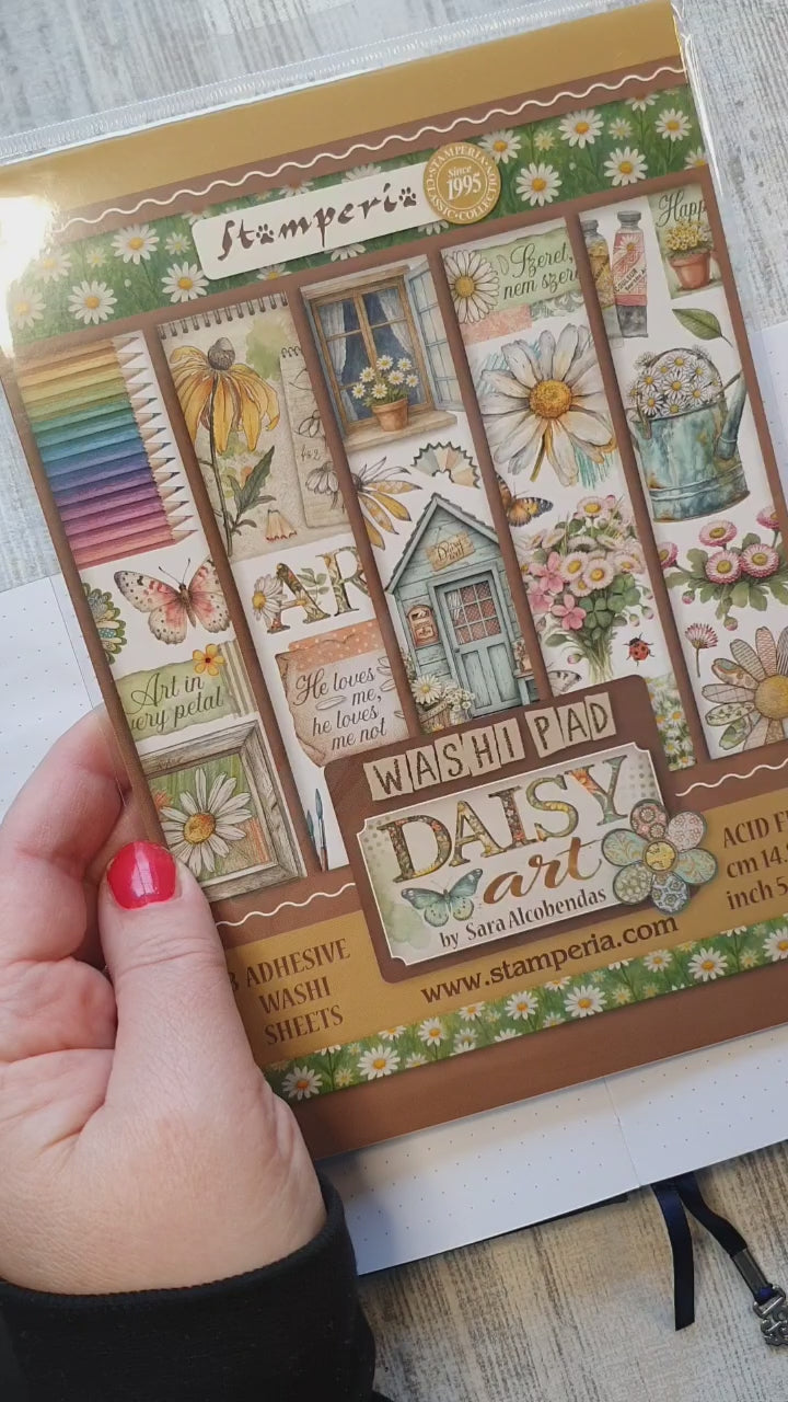 Video där vi visar och använder Daisy art washi pad från Stamperia. 
