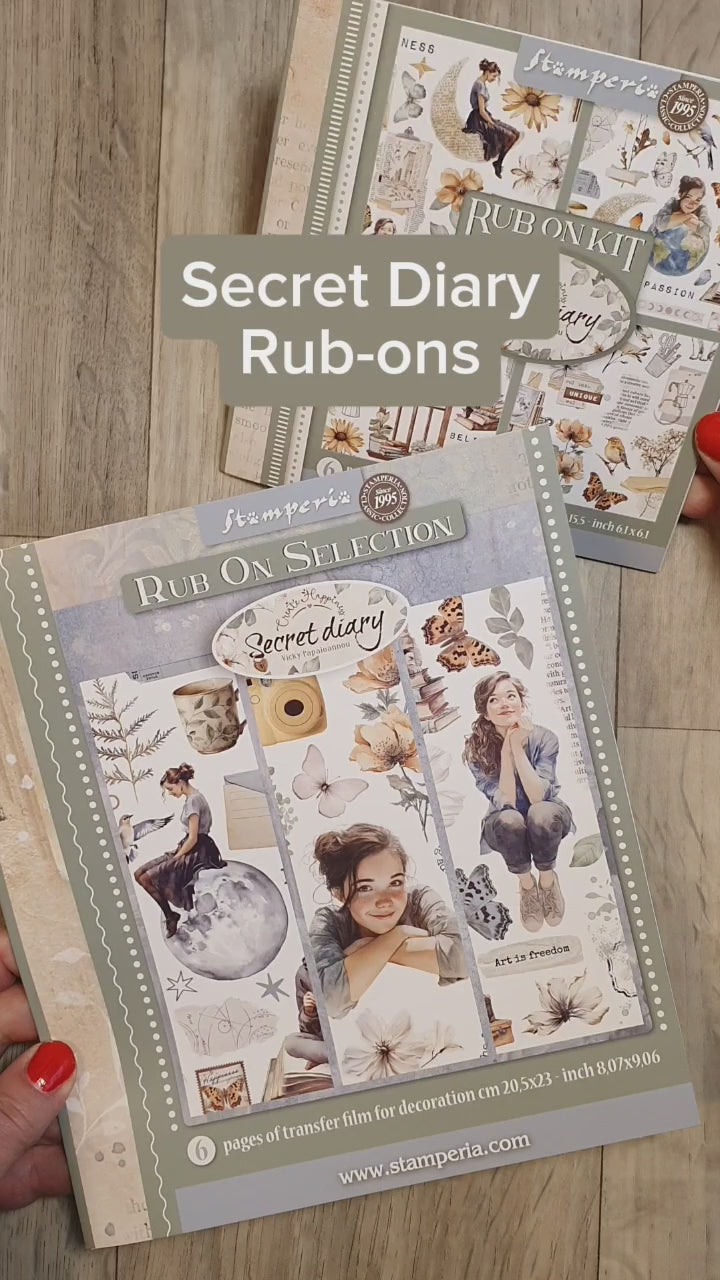 Video - I serien Secret diary finns två förpackningar med Rub-ons som vi tittar på. Från Stamperia.
