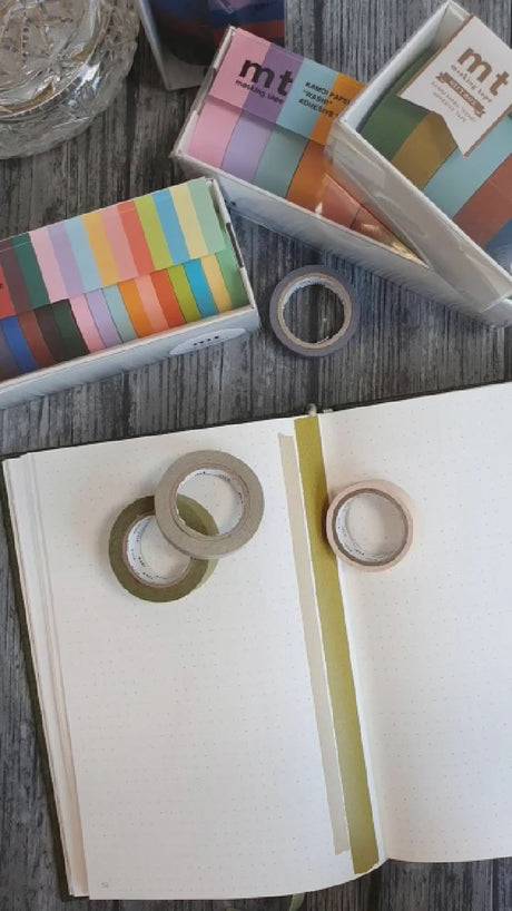 Video - Enfärgade washi tapes från MT i olika bredd. Tidformera