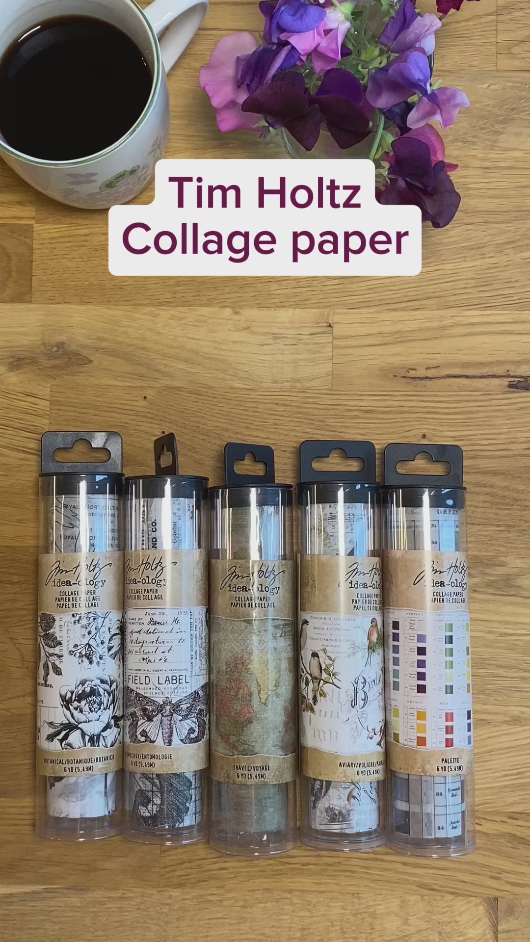 Video - Tim Holtz Collage papper till dekoration och pyssel. Rolig att måla och stämpla på!