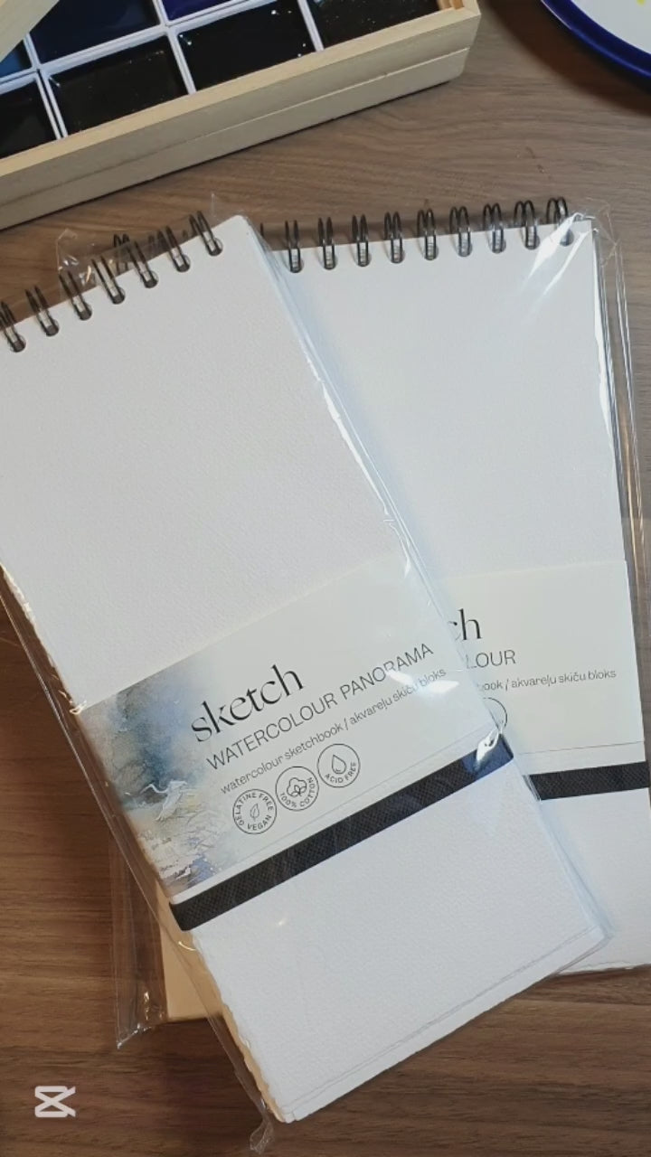 Video - Watercolour sketchbook Balts paper goods. 100% bomullspapper.