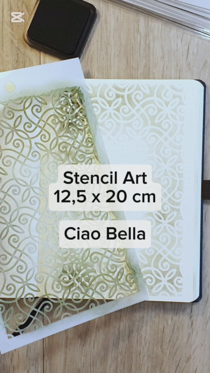 Video - Stencil Art 12,5 x 20 cm till bakgrund i Bullet journal. Tidformera