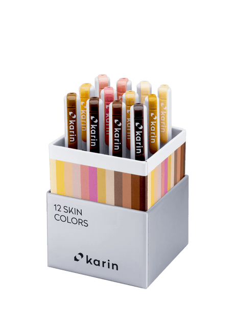 Realbrush PRO 12 - pack - Skin colors från Karin. Förpackning med 12 penselpennor i hudfärger. - Tidformera