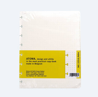 Förpackning med papper som är prickat. Refill Atoma Notebook A5 - Dotted - från Atoma - Tidformera