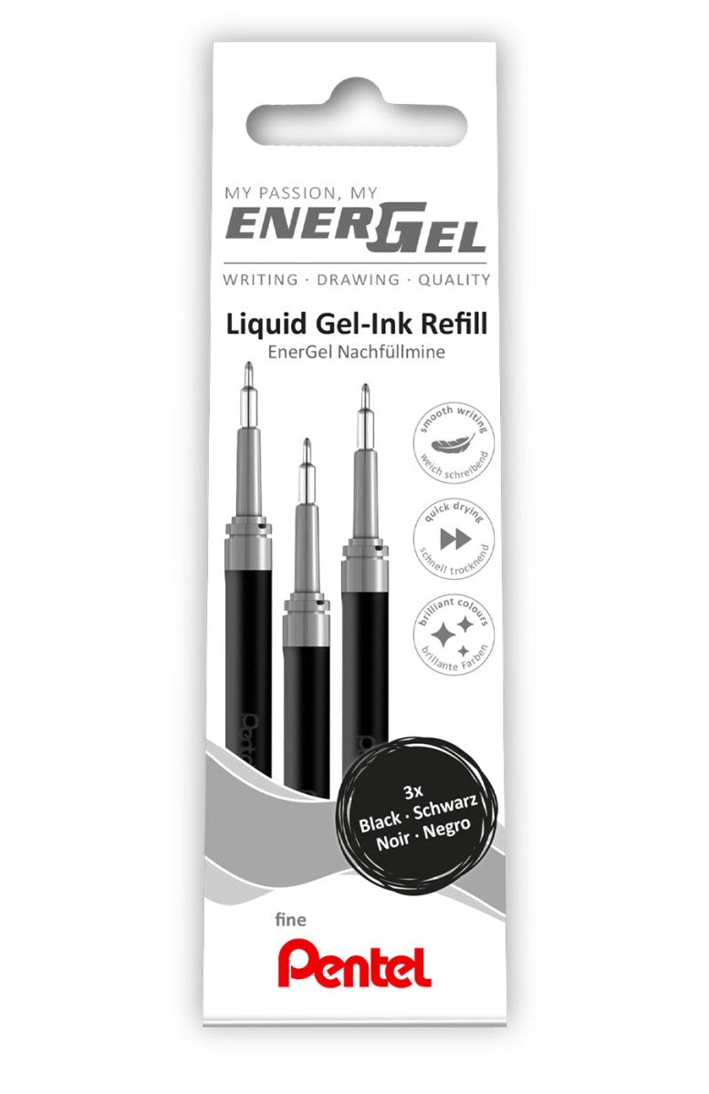 Refill EnerGel 0,5 - LRN5 - Black 3 - pack - Pentel - Tidformera