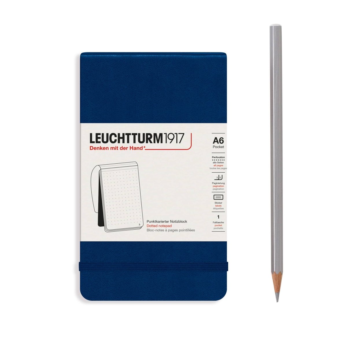 Reporterblock Lt A6 Hård pärm Dotted - Navy - 6 - Leuchtturm1917 - Tidformera