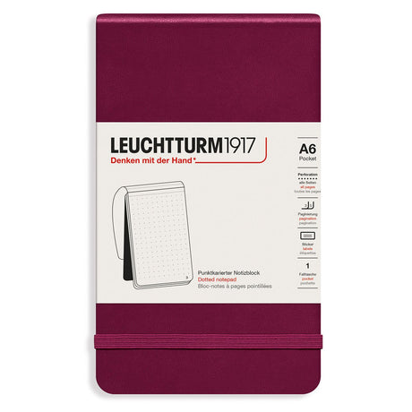 Reporterblock Lt A6 Hård pärm Dotted - Port red - 1 - Leuchtturm1917 - Tidformera