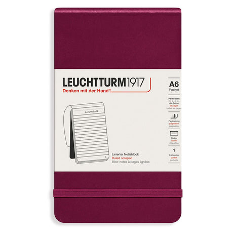 Reporterblock Lt A6 Hård pärm Linjerad - Port Red - 1 - Leuchtturm1917 - Tidformera