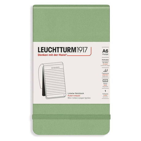 Reporterblock Lt A6 Hård pärm Linjerad - Sage - 1 - Leuchtturm1917 - Tidformera