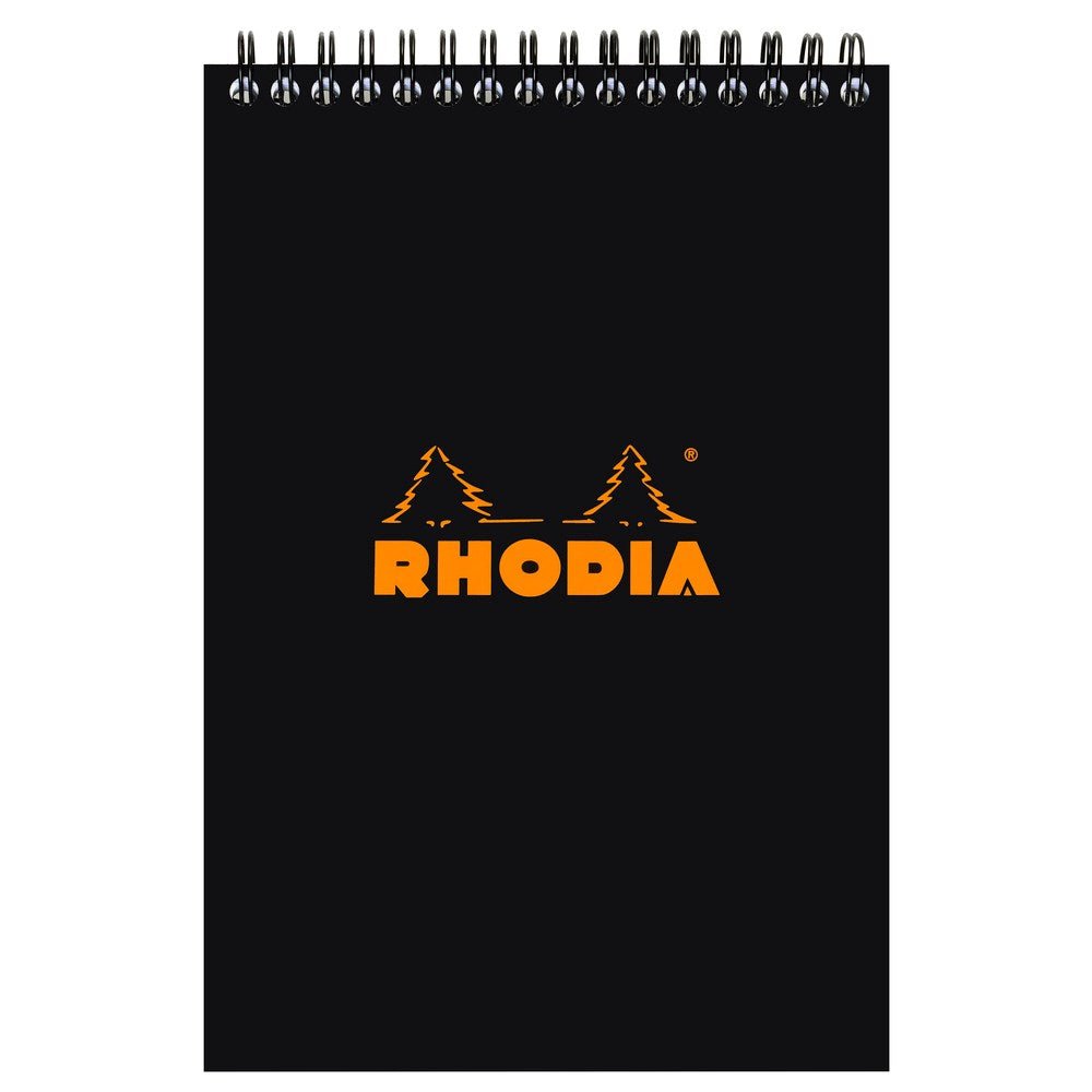 Rhodia Spiralblock A5+ Rutat Kortsida från Rhodia - Svart skrivblock - Tidformera