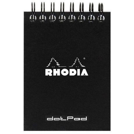 Rhodia Spiralblock A7 Dotted Kortsida från Rhodia - Svart skrivblock med spiral upptill. - Tidformera