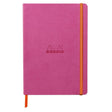 Rhodiarama Anteckningsböcker Dotted Fuchsia från Rhodia - Rosa anteckningsbok med orange bokmärkesband samt gummiband för stängning.- Tidformera