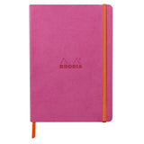 Rhodiarama Anteckningsböcker Dotted Fuchsia från Rhodia - Rosa anteckningsbok med orange bokmärkesband samt gummiband för stängning.- Tidformera