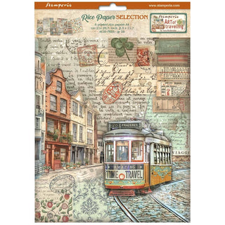 Rice Paper A4 - Art of Travelling - 6 - pack - 1 - Stamperia - Tidformera