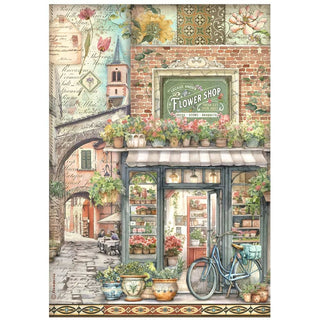 Rice Paper A4 - Art of Travelling - Farmer's Market - 1 - Stamperia - Tidformera