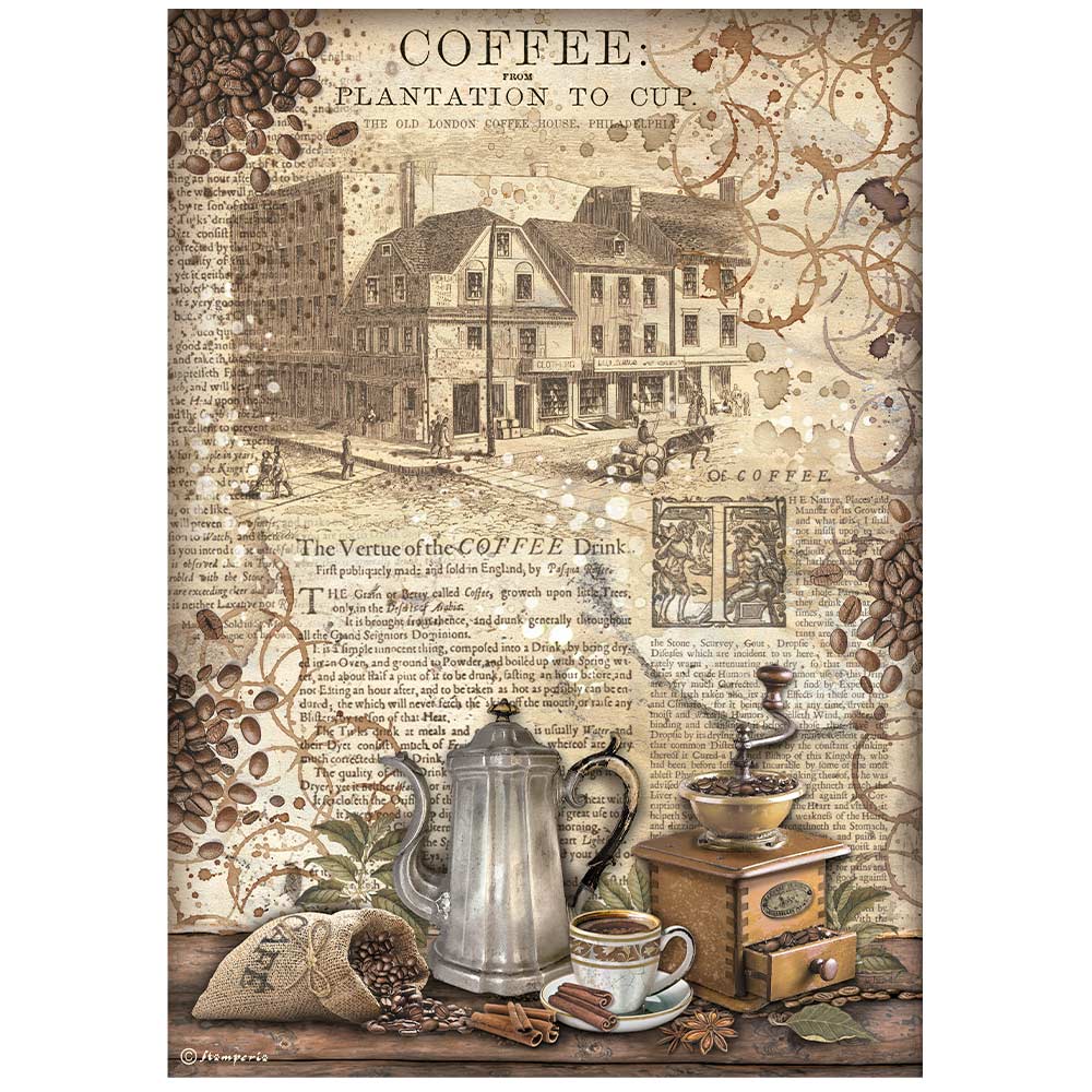 Rice Paper A4 - Coffee and Chocolate - 6 - pack - Stamperia - Tidformera