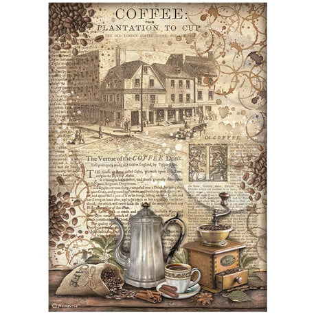Rice Paper A4 - Coffee and Chocolate - 6 - pack - 5 - Stamperia - Tidformera
