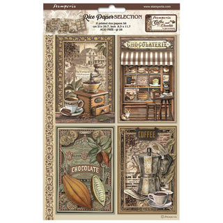 Rice Paper A4 - Coffee and Chocolate - 6 - pack - 1 - Stamperia - Tidformera