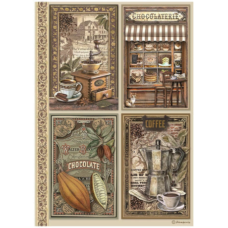 Rice Paper A4 - Coffee and Chocolate - 6 - pack - 6 - Stamperia - Tidformera