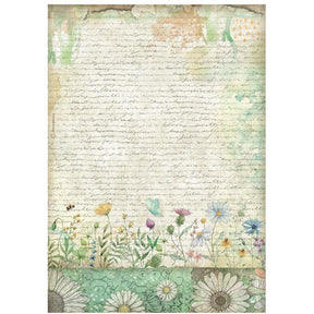 Rice Paper A4 - Daisy Art - Handmade Letter with Flowers - 1 - Stamperia - Tidformera