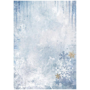 Rice Paper A4 - Dewdrops - Blue Snowflakes - 1 - Stamperia - Tidformera