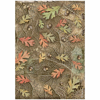 Rice Paper A4 - Forest - Acorns and Leaves - 1 - Stamperia - Tidformera