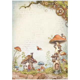 Rice Paper A4 - Hidden Grove - Mushroom Houses - 1 - Stamperia - Tidformera