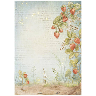 Rice Paper A4 - Hidden Grove - Strawberries - 1 - Stamperia - Tidformera
