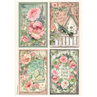 Rice Paper A4 - House of Roses - 4 Cards - 1 - Stamperia - Tidformera