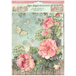 Rice Paper A4 - House of Roses - 6 - pack - 1 - Stamperia - Tidformera